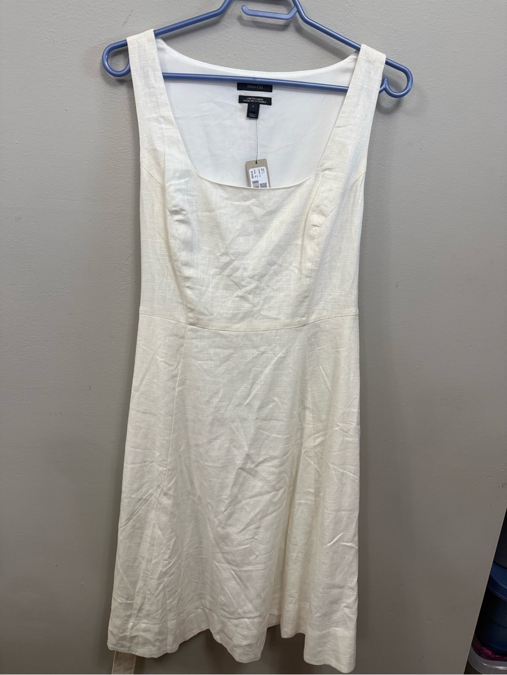 NWT RW&CO Linen Blend Scoop Neck Dress with Pockets, Side Zip, & Belt - Size 8